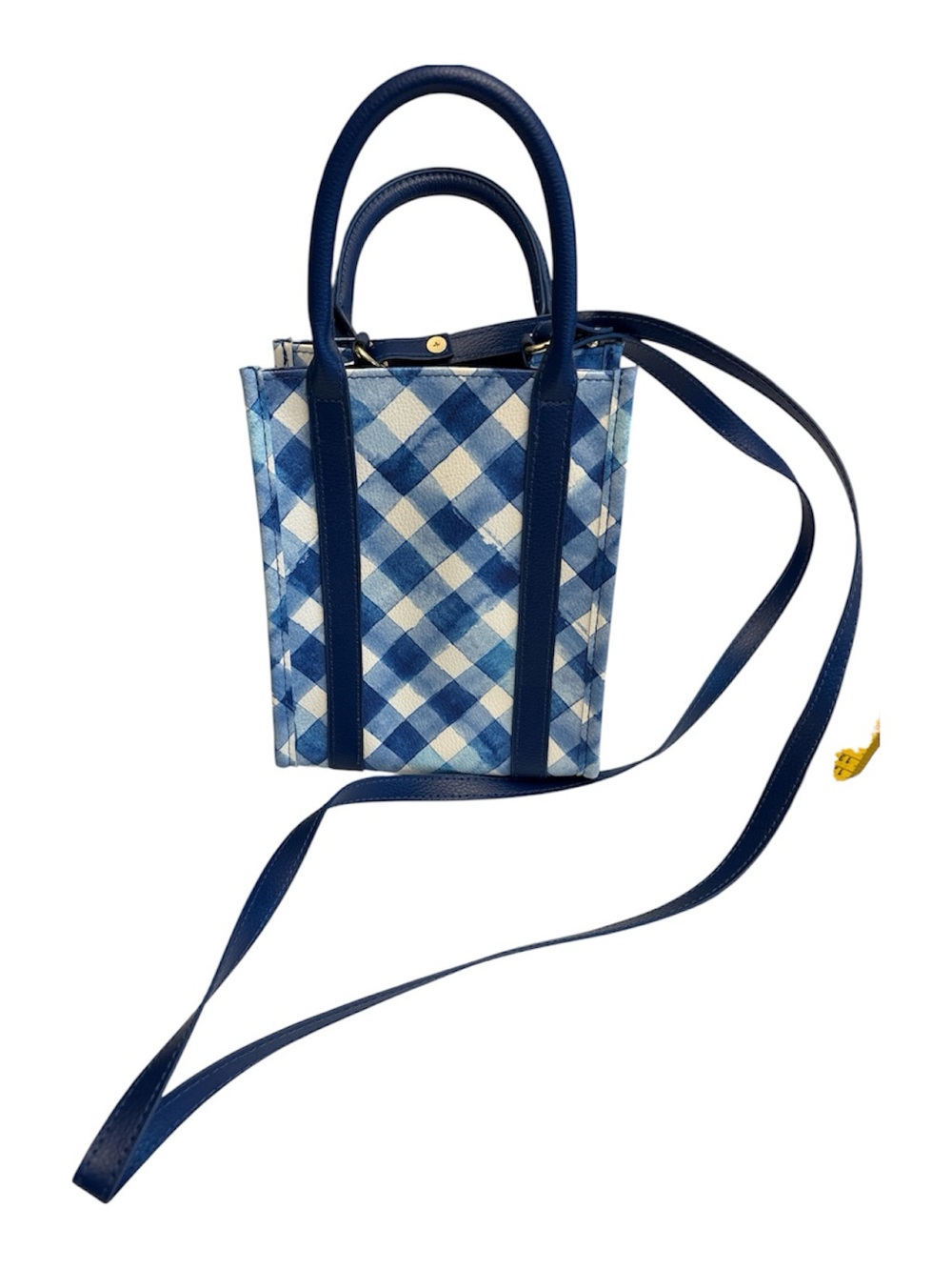 Bath & Body Works Blue Gingham Mini Tote Bag with Strap & handles NWOT
